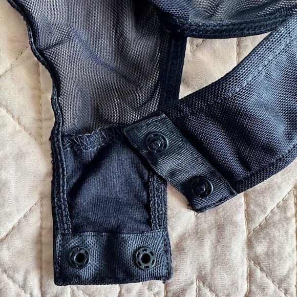 FREE PEOPLE INTIMATELY Black See-through Mesh Turtleneck Bodysuit Size XS NWT - Picture 4 of 7